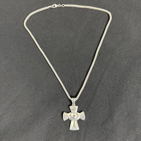James Avery Jewelry - Retired Rare James Avery Hands Heart Crown Cross Pendant Necklace